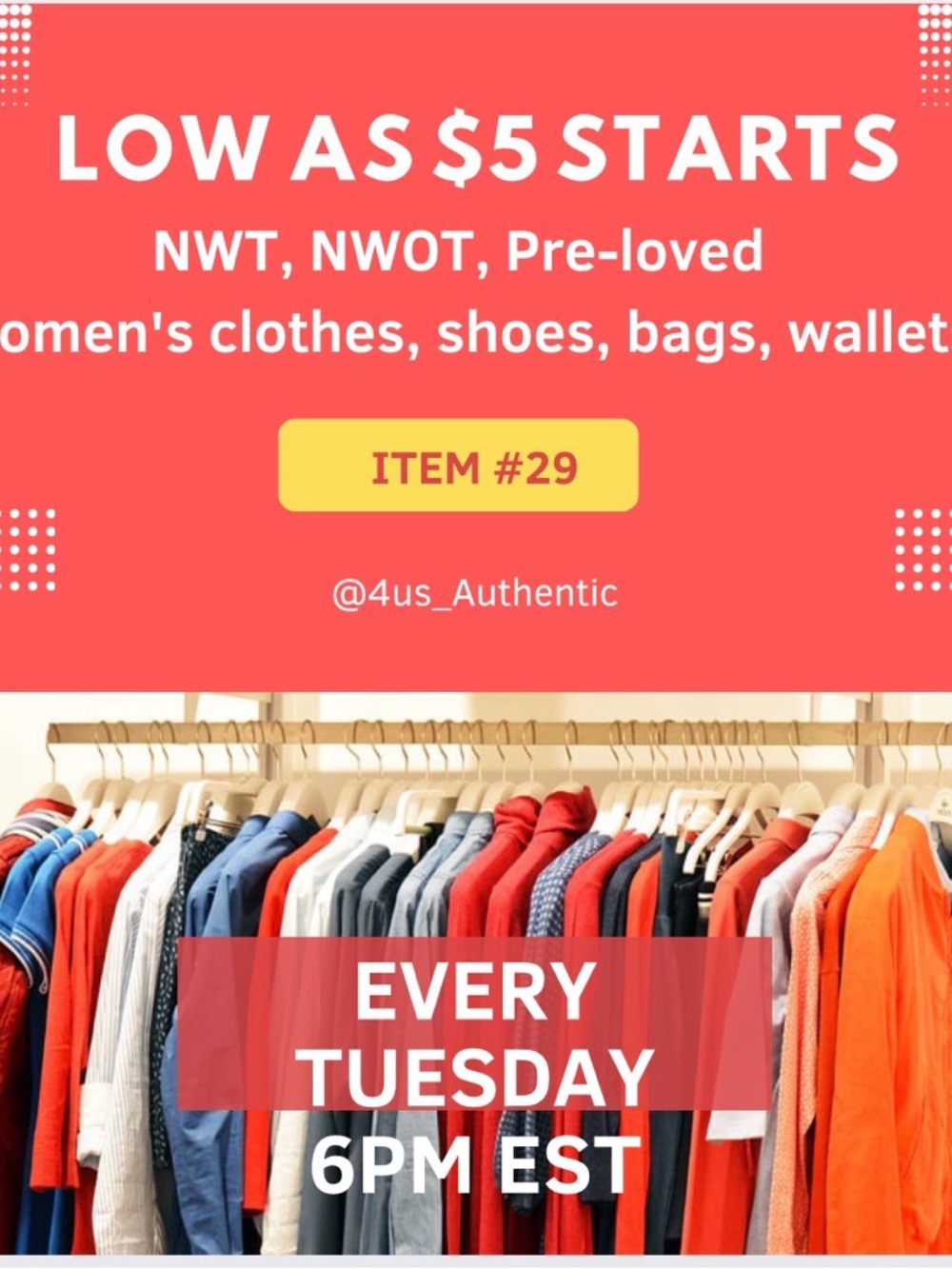 Mixed Women's Clothing Rack - Red, Blue, White